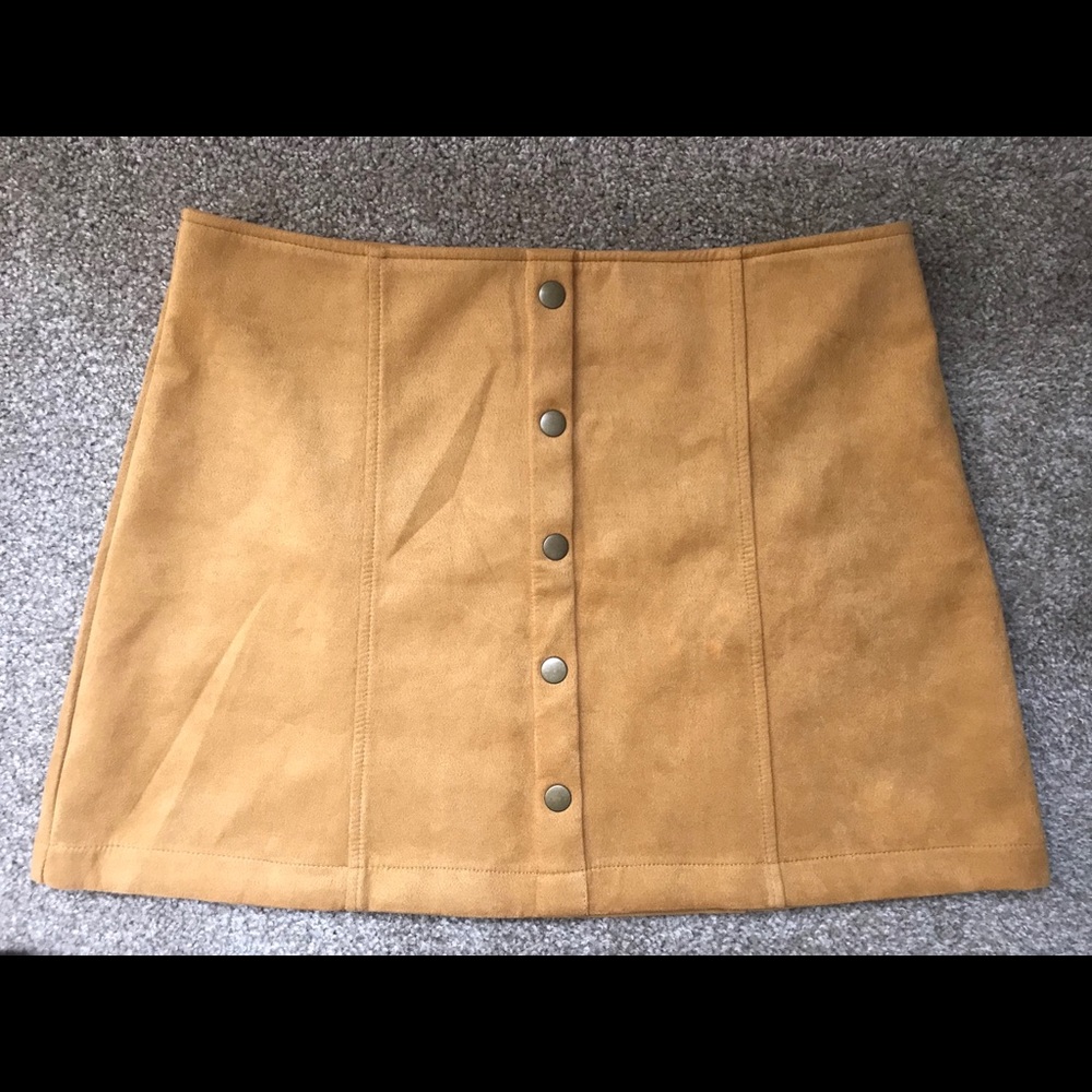F21 Mini Suede Button up Skirt